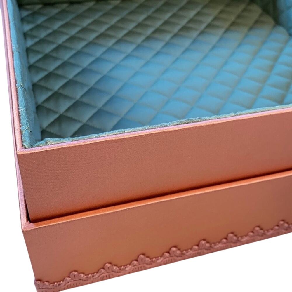 Gucci Pink Brocade Detail Fabric Decorative Large Box Green Satin - Picture 4 of 7